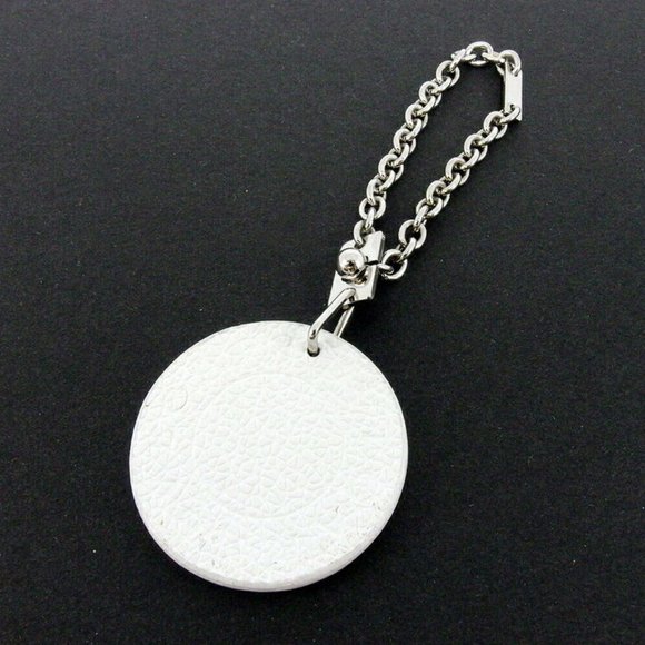 Authentic USED BVLGARI Charm Bulgari Burgari White Leather ~ Silver Bracket - Picture 7 of 7